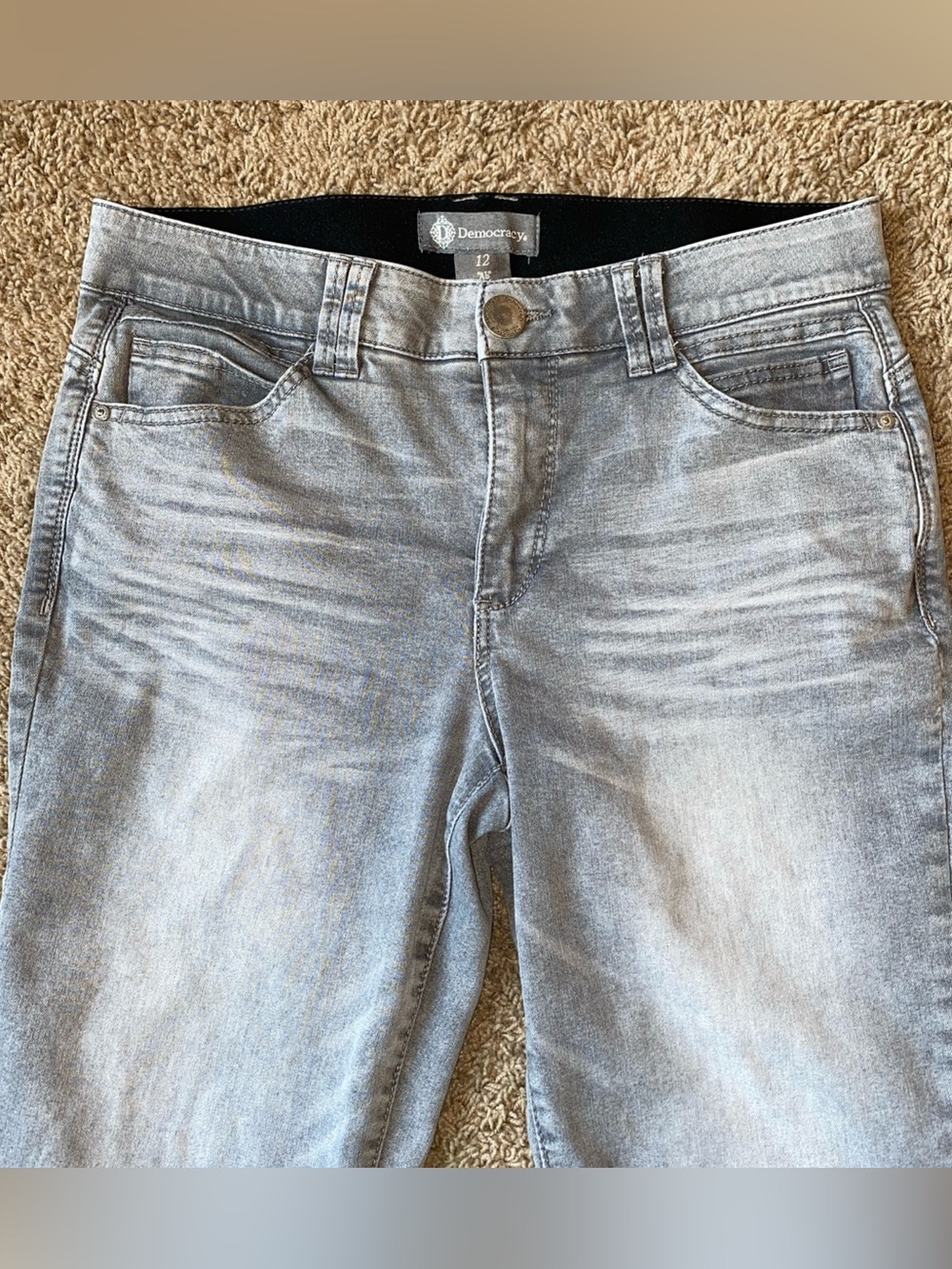 Democracy Jeans Womens 12 Gray Ab Technology Straight Stretch Denim Pants Casual - Picture 2 of 8
